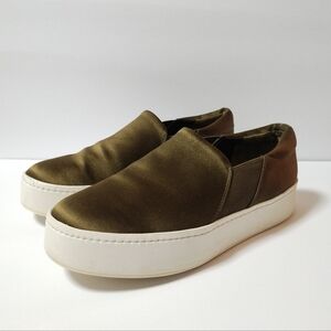 Vince Olive Green Slip-On Platform Sneakers
